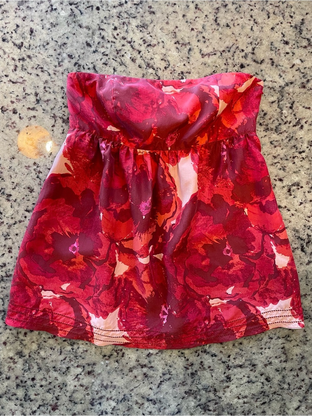 Pristine Y2K 100% silk BR Strapless Red Floral Bustier Top 6